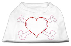 Heart and Crossbones Rhinestone Shirts White XXXL(20)