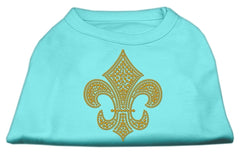 Gold Fleur De Lis Rhinestone Shirts Aqua XXXL(20)