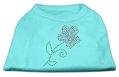 Multi-Colored Flower Rhinestone Shirt Aqua XXXL(20)