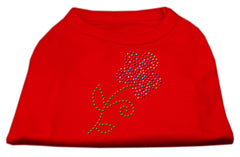 Multi-Colored Flower Rhinestone Shirt Red XXXL(20)