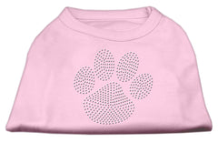 Clear Rhinestone Paw Shirts Light Pink XXXL