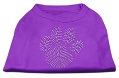 Clear Rhinestone Paw Shirts Purple XXXL