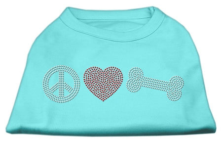 Peace Love and Bone Rhinestone Shirt Aqua XXXL(20)