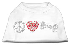 Peace Love and Bone Rhinestone Shirt White XXXL(20)