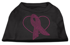 Pink Ribbon Rhinestone Shirts Black XXXL