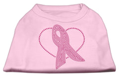 Pink Ribbon Rhinestone Shirts Light Pink XXXL