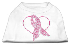 Pink Ribbon Rhinestone Shirts White XXXL