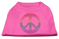 Rhinestone Rainbow Peace Sign Shirts Bright Pink XXXL