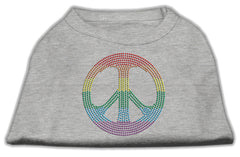 Rhinestone Rainbow Peace Sign Shirts Grey XXXL