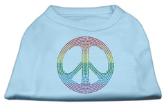 Rhinestone Rainbow Peace Sign Shirts Baby Blue XXXL