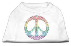 Rhinestone Rainbow Peace Sign Shirts White XXXL