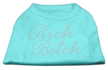 Rich Bitch Rhinestone Shirts Aqua XXXL(20)