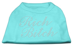 Rich Bitch Rhinestone Shirts Aqua XXXL(20)