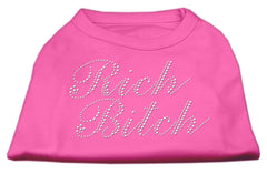 Rich Bitch Rhinestone Shirts Bright Pink XXXL(20)