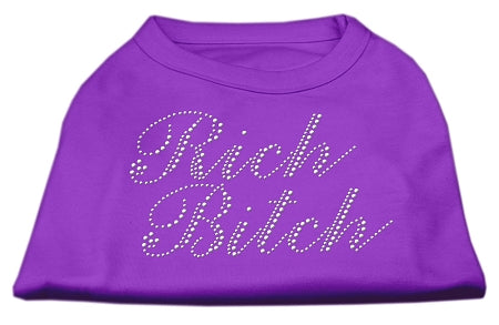 Rich Bitch Rhinestone Shirts Purple XXXL(20)