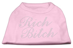 Rich Bitch Rhinestone Shirts Light Pink XXXL(20)