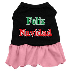 Feliz Navidad Screen Print Dress Black with Pink XXXL (20)