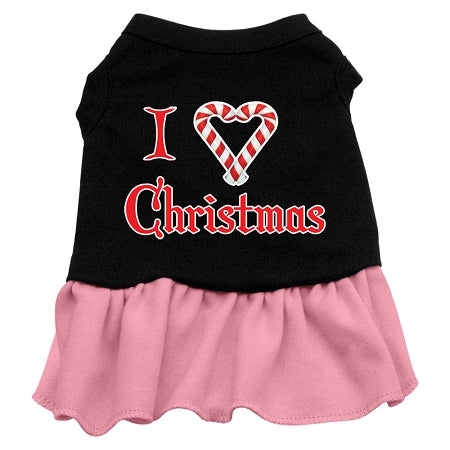 I Love Christmas Screen Print Dress Black with Pink XXXL (20)