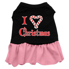 I Love Christmas Screen Print Dress Black with Pink XXXL (20)