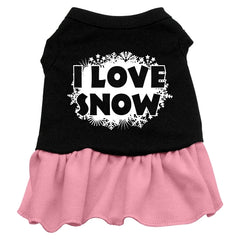 I Love Snow Screen Print Dress Black with Pink XXXL (20)