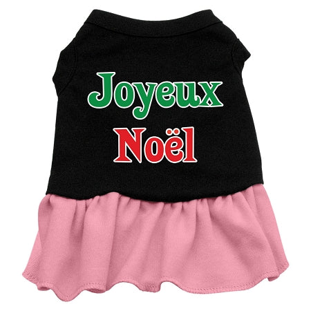 Joyeux Noel Screen Print Dress Black with Pink XXXL (20)