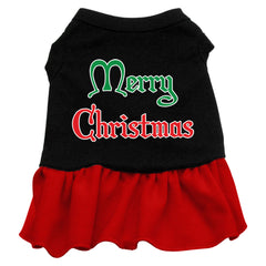 Merry Christmas Screen Print Dress Black with Red XXXL (20)