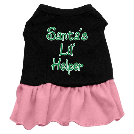 Santa's Lil Helper Screen Print Dress Black with Pink XXXL (20)