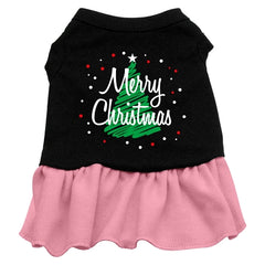 Scribble Merry Christmas Screen Print Dress Black with Pink XXXL (20)