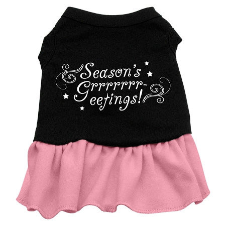 Seasons Greetings Screen Print Dress Black with Pink XXXL (20)