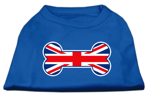 Bone Shaped United Kingdom (Union Jack) Flag Screen Print Shirts Blue XXXL (20)