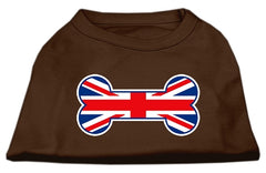 Bone Shaped United Kingdom (Union Jack) Flag Screen Print Shirts Brown XXXL (20)