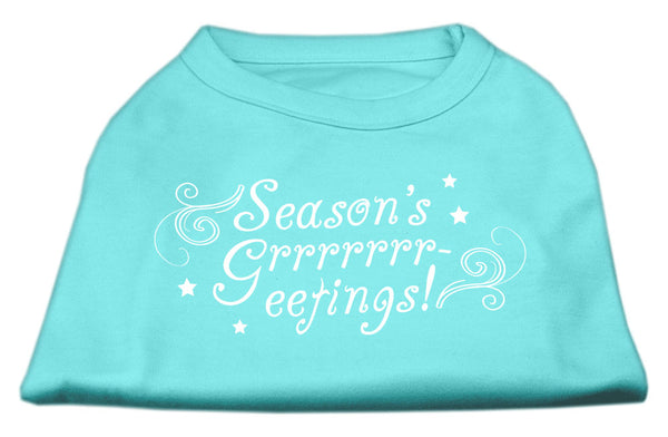 Seasons Greetings Screen Print Shirt Aqua XXXL