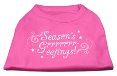 Seasons Greetings Screen Print Shirt Bright Pink XXXL