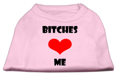 Bitches Love Me Screen Print Shirts Light Pink XXXL