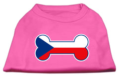 Bone Shaped Czech Republic Flag Screen Print Shirts Bright Pink XXXL(20)