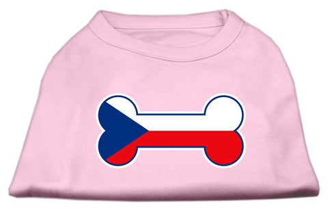 Bone Shaped Czech Republic Flag Screen Print Shirts Light Pink XXXL(20)