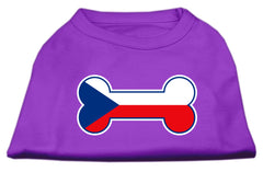 Bone Shaped Czech Republic Flag Screen Print Shirts Purple XXXL(20)