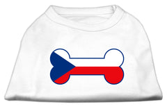 Bone Shaped Czech Republic Flag Screen Print Shirts White XXXL(20)