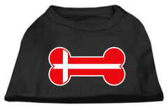 Bone Shaped Denmark Flag Screen Print Shirts Black XXXL(20)