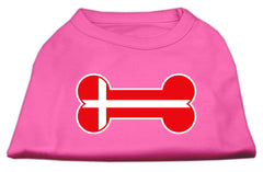 Bone Shaped Denmark Flag Screen Print Shirts Bright Pink XXXL(20)