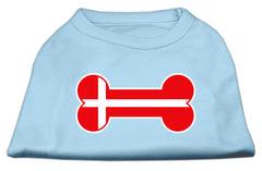 Bone Shaped Denmark Flag Screen Print Shirts Baby Blue XXXL(20)