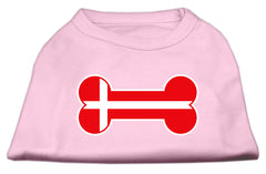 Bone Shaped Denmark Flag Screen Print Shirts Light Pink XXXL(20)
