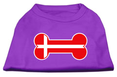 Bone Shaped Denmark Flag Screen Print Shirts Purple XXXL(20)
