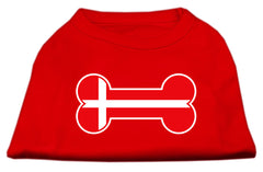 Bone Shaped Denmark Flag Screen Print Shirts Red XXXL(20)