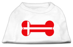 Bone Shaped Denmark Flag Screen Print Shirts White XXXL(20)