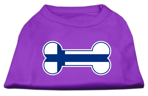 Bone Shaped Finland Flag Screen Print Shirts Purple XXXL(20)