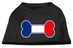 Bone Shaped France Flag Screen Print Shirts Black XXXL