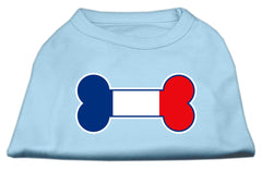 Bone Shaped France Flag Screen Print Shirts Baby Blue XXXL