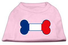 Bone Shaped France Flag Screen Print Shirts Light Pink XXXL