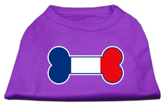 Bone Shaped France Flag Screen Print Shirts Purple XXXL